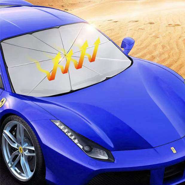 車用傘式 サンシェード丨収納ポーチ付き  暑さ対策 カー用品, 遮光 遮熱 UVカット|undefined
