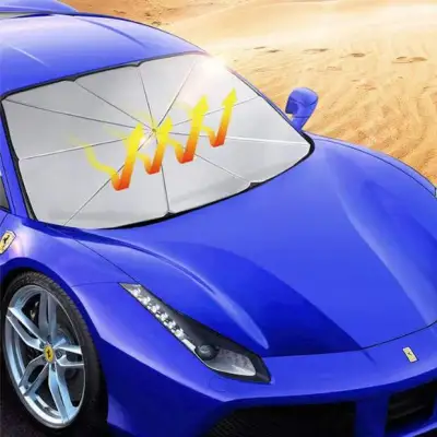 車用傘式 サンシェード丨収納ポーチ付き  暑さ対策 カー用品, 遮光 遮熱 UVカット
