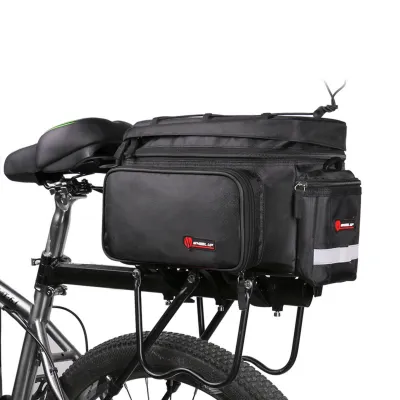 自転車 バイク リアバッグ丨防水 大容量25L ポリエステル生地 荷台 カメラ収納可能 防水カバー付き 反射