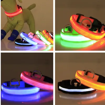 LEDライト付き犬首輪｜ 電池式　全型犬に適用 夜の散歩も安全的！