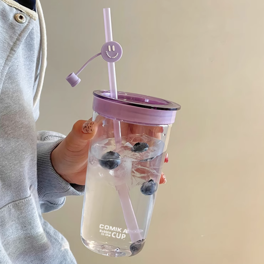 ストロー付きカップ｜水ボトル 夏用 かわいい色合い 大容量 持ち歩きやすい|undefined