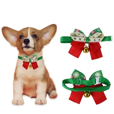 ペット用クリスマスカラー| リボン＆ベル首輪♪猫犬のおしゃれアイテム☆