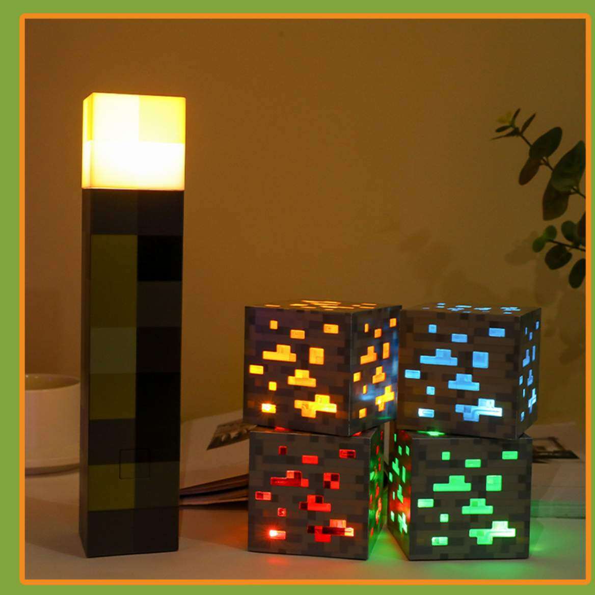 マイクラトーチランプ！LED夜灯、カラーチェンジ、充電式