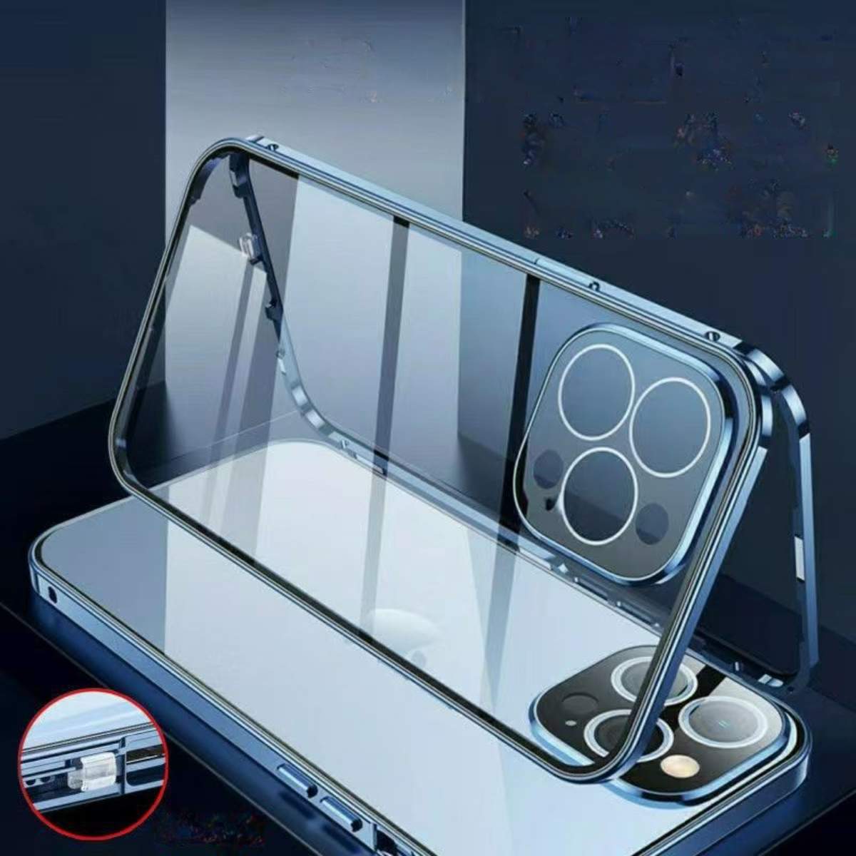 iPhoneメタルケース｜両面ガラス・iPhone・フルカバー・落下防止・磁気吸着・覗き見防止
