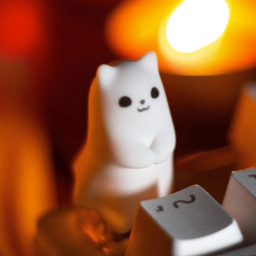 「一個」猫の幽霊キーボードキーキャップ！個性的で可愛い！