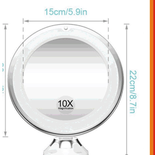 補光吸盤付きメイクミラー、10倍拡大、万能360度アルミミラー掛けです|undefined