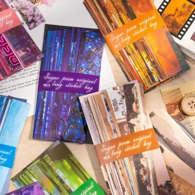 コラージュ素材｜INS風・おしゃれ・かわいい・50枚セット・25×150mm・手帳素材・コラージュ・シール・文房具・雰囲気