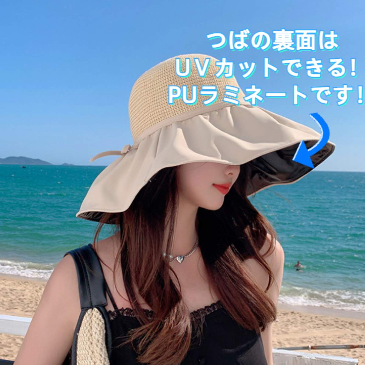 大きなつばで日差しを遮る、夏の新作ビニールフィッシャーハット・女性用・アウトドア・日焼け防止・顔を覆う・太陽帽子|undefined