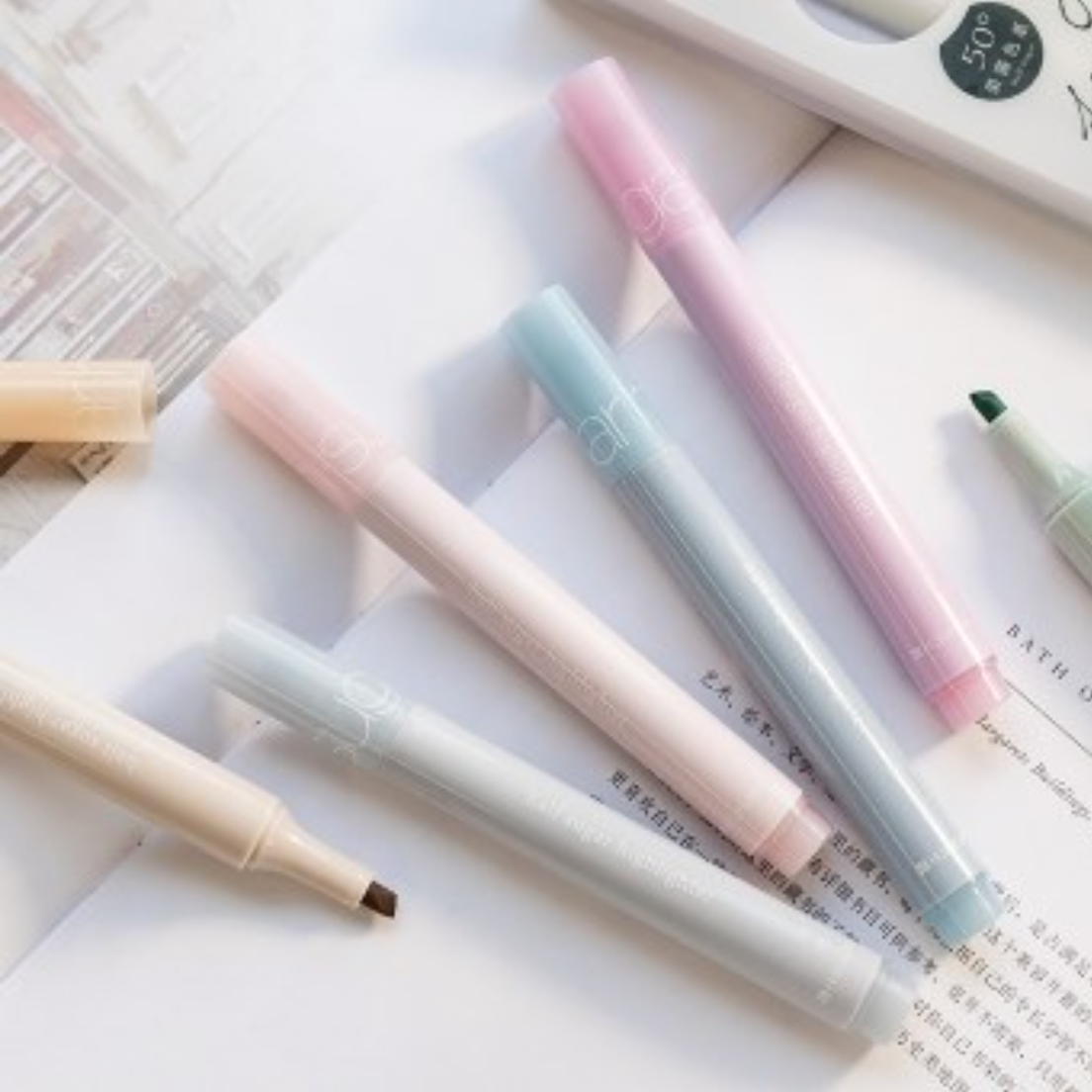 蛍光ペン｜水性・速乾・6本セット・手帳・ノート・INS風・おしゃれ・文房具・学校・勉強