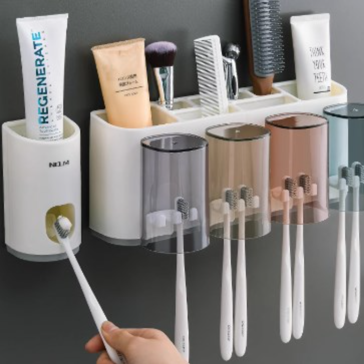 歯ブラシホルダー｜クリエイティブ壁掛け収納 自動歯磨き粉