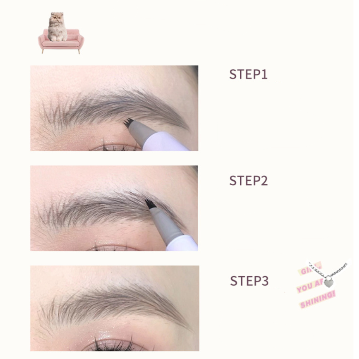 FLORTTE眉ペンシル・コスメアイブロウ・メイク眉毛・落ちにくい・ 初心者向け・アイブロー ペンシル まゆずみ|undefined