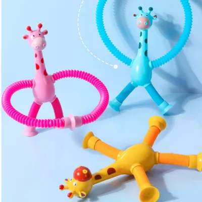 【BABYHOME】キリン伸縮玩具｜伸縮式吸盤・かわいい伸縮式キリン・ストレス解消おもちゃ ・吸盤付き・チューブ・リラックスできる・子供と大人の不安解消剤