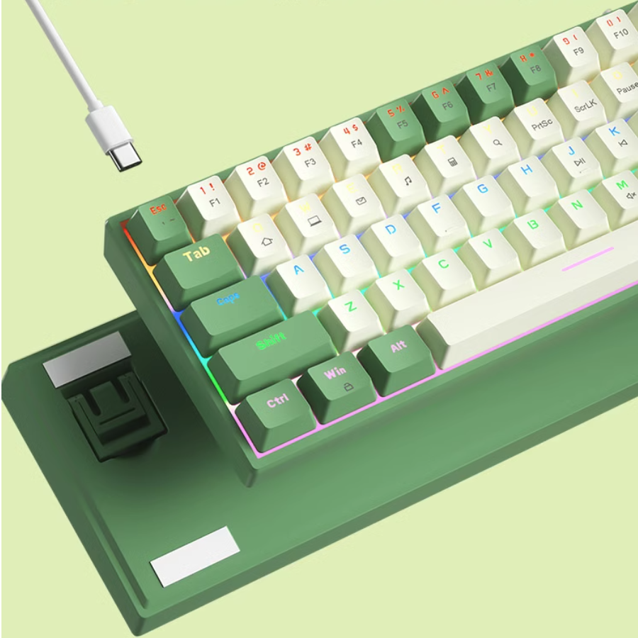 メカニカルゲーミングキーボード68キー｜2重注入成形されたキーキャップの文字は永遠に色褪せず、何度か触っているうちに色剥げ起きません。|undefined