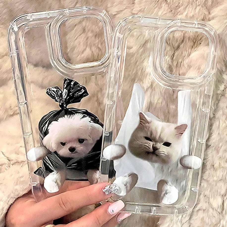 犬と猫のクリアフォンケース｜スマホケース・カワイイ・犬と猫|undefined
