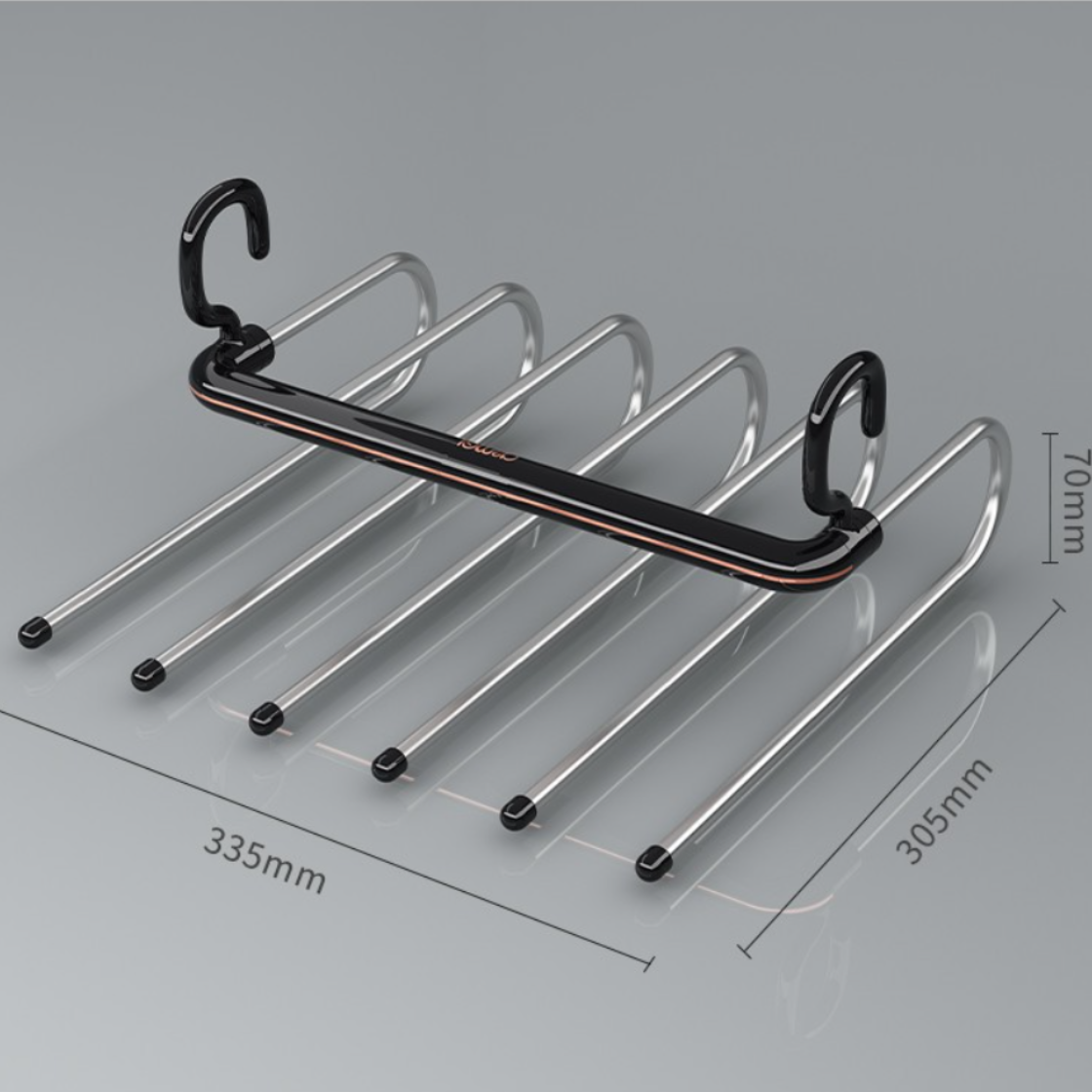 折り畳み式6段ハンガー｜多機能スラックスハンガー 皺防止 クロゼット収納 省スペース|undefined