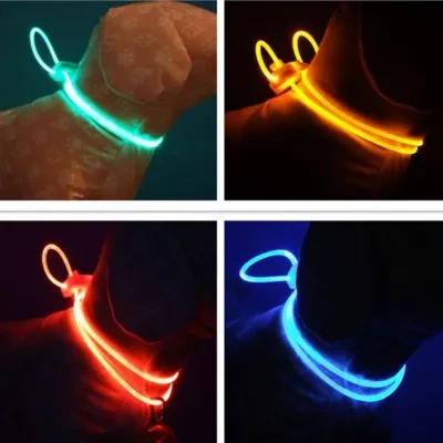 犬猫用LED光る首輪｜ライトUSB充電式 長さ調節可能 防水 装着簡単 柔らかい 軽量