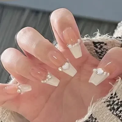 Orange.Nail B508つけ爪 | ネイルチップ・手つくり・ヌーディ・優しい・可愛い・キラキラ