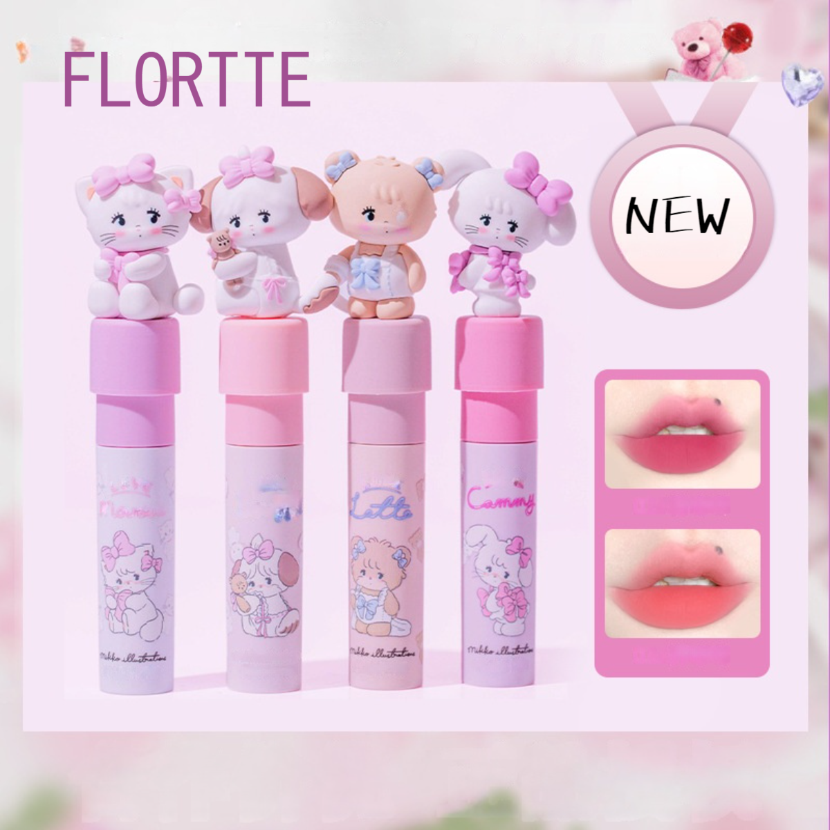 【新発売】FLORTTE・リップ・秋冬コレクション・潤い・メイクアップ・MIKKO✕FLORTTE限定デザイン