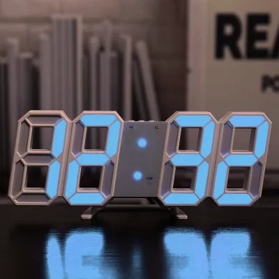 デジタル時計｜6の色LED時計・置き/壁掛け・明るさ調整可能な・記憶機能付き・・時間表示(12/24時間)/日付/温度(℃/℉)
