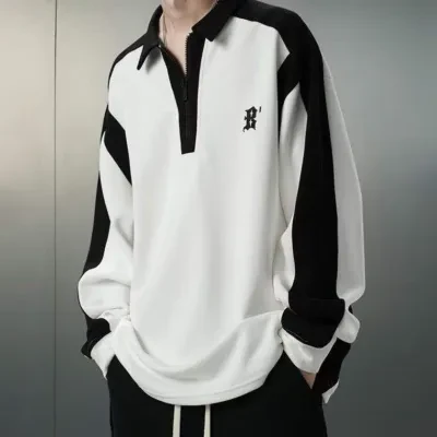 tシャツ｜韓国風・かっこいい・長袖・男・秋服・トップス・上着・カジュアル・シンプル・少年・明るい・普段着・細工デザイン