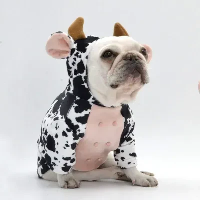 乳牛の変身服｜ペット用 ハロウィン 変身服 犬猫兼用 可愛い コスプレ パーティー 仮装 柔らかい
