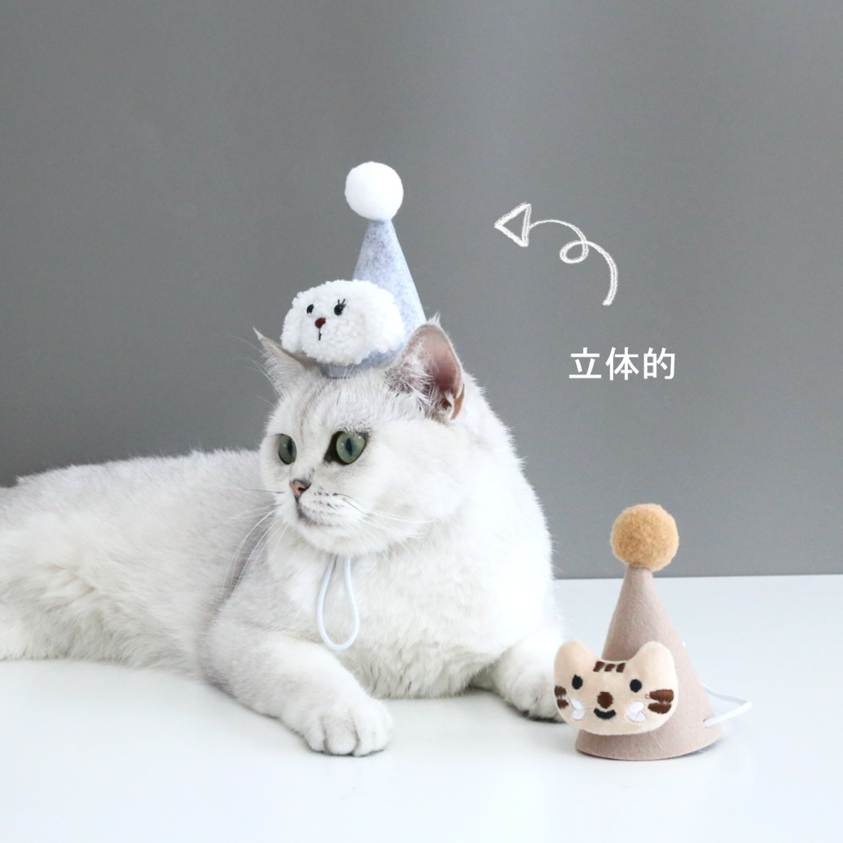 ペット用帽子｜猫犬の誕生日帽子 かわいい 立体的 ぬいぐるみ付き クリスマス 角帽|undefined