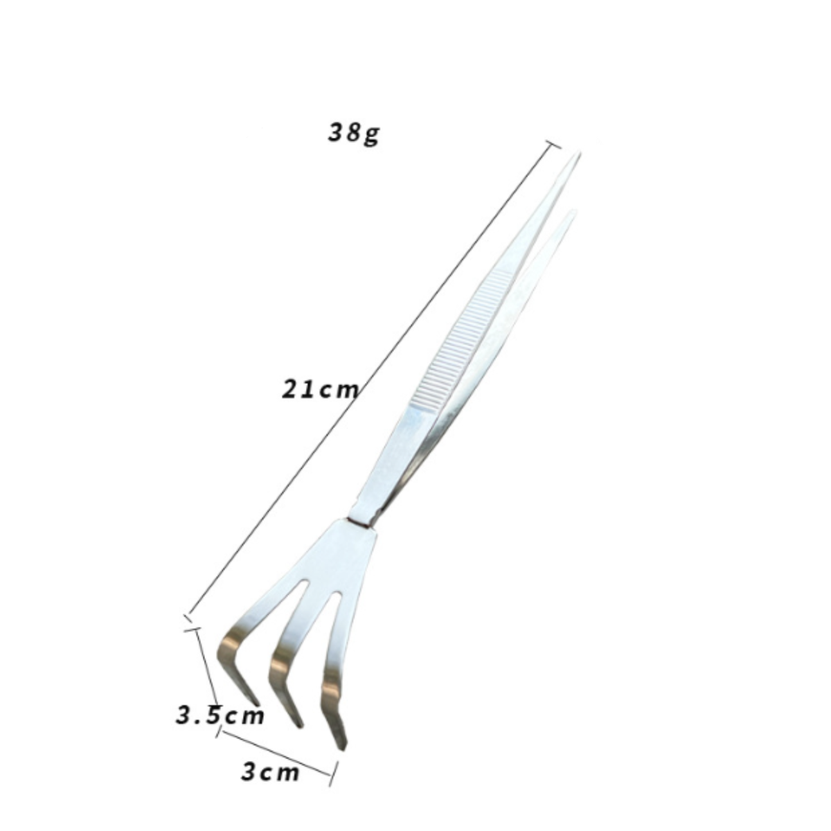 2in1盆栽ピンセット｜ステンレス製・3爪耕耘フォーク・盆栽のお手入れに・盆栽レーキ・ガーデンヘルパー・根かき・2点セット|undefined