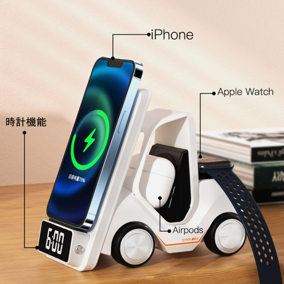 3in1・ワイヤレス充電器｜多機能 スマホ充電器 スタンド iPhone 15/14/13/12 Airpods 2/3/pro Apple Watch|undefined