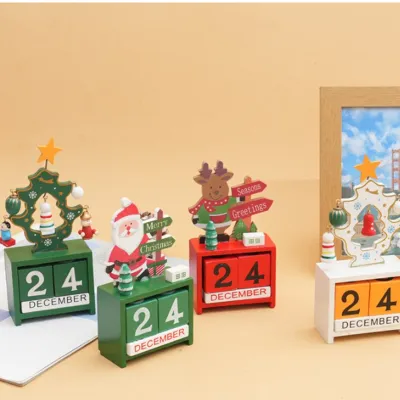 木製のクリスマスカレンダー｜デスクトップデコレーション・サンタクロース・クリスマスツリー飾り・子供向けギフト