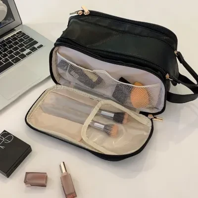 メイクポーチ｜メイクバッグ・超大容量・化粧品収納ポーチ・コスメ収納ボックス・ブラシ入れ付き・仕切り付き・多機能・旅行用・持ち運び・防水