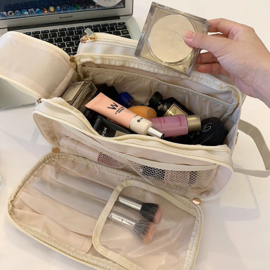 メイクポーチ｜メイクバッグ・超大容量・化粧品収納ポーチ・コスメ収納ボックス・ブラシ入れ付き・仕切り付き・多機能・旅行用・持ち運び・防水|undefined