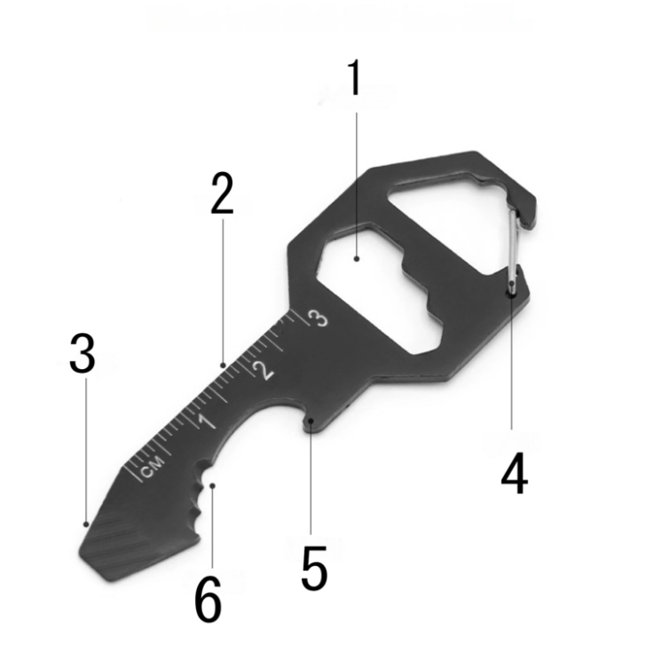 鍵型ミニEDCツール 6 in 1｜マルチ機能・キーホルダー・オープナー・内六角・定規・ドライバー・ペンダント・携帯用|undefined