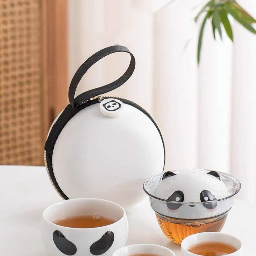 携帯茶器セット｜パンダ造形・アウトドア・持ち運び可・かわいい・お茶・クイックカップ・収納|undefined