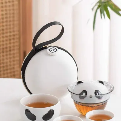 携帯茶器セット｜パンダ造形・アウトドア・持ち運び可・かわいい・お茶・クイックカップ・収納