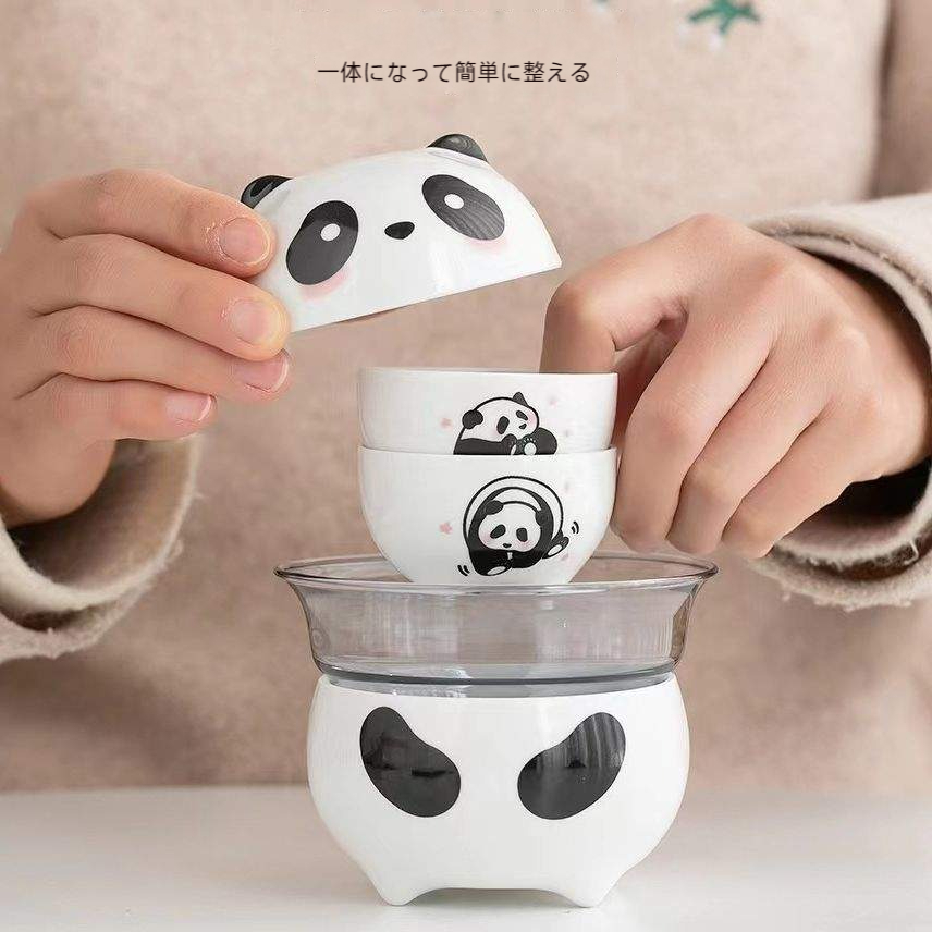 携帯茶器セット｜パンダ造形・アウトドア・持ち運び可・かわいい・お茶・クイックカップ・収納|undefined