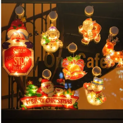 LED吸盤式クリスマスライト｜サンタ/ベル/トナカイ/クリスマスツリー・ショーウィンドウ・店舗