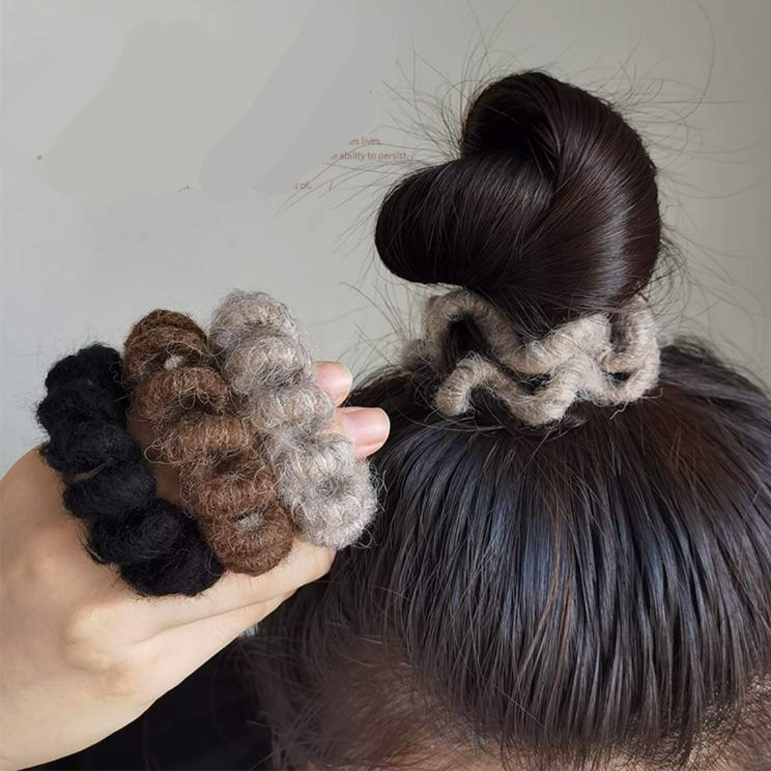 スプリングヘアゴム3個セット｜ふわふわニット地・秋冬にぴったり色合い・髪留め・|undefined