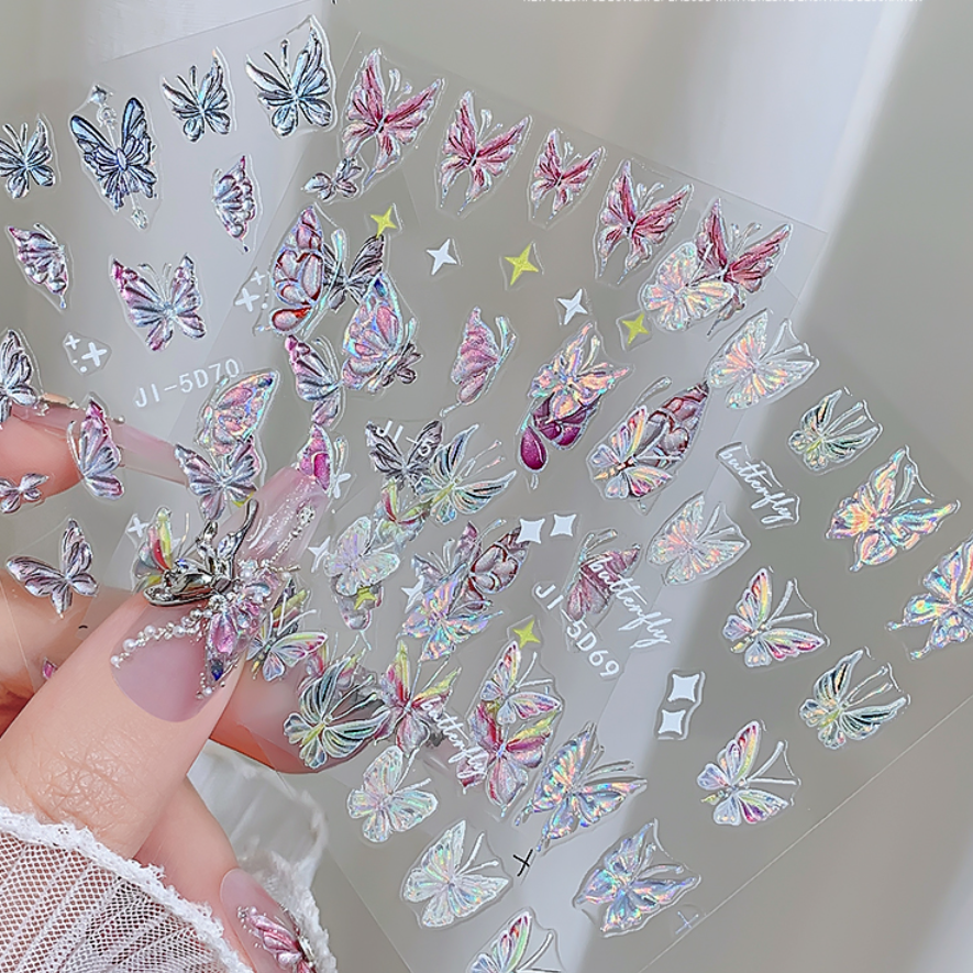 リフレクション紙立体感ネイルシール｜蝶々と星・DIY・初心者でも簡単に使える|undefined