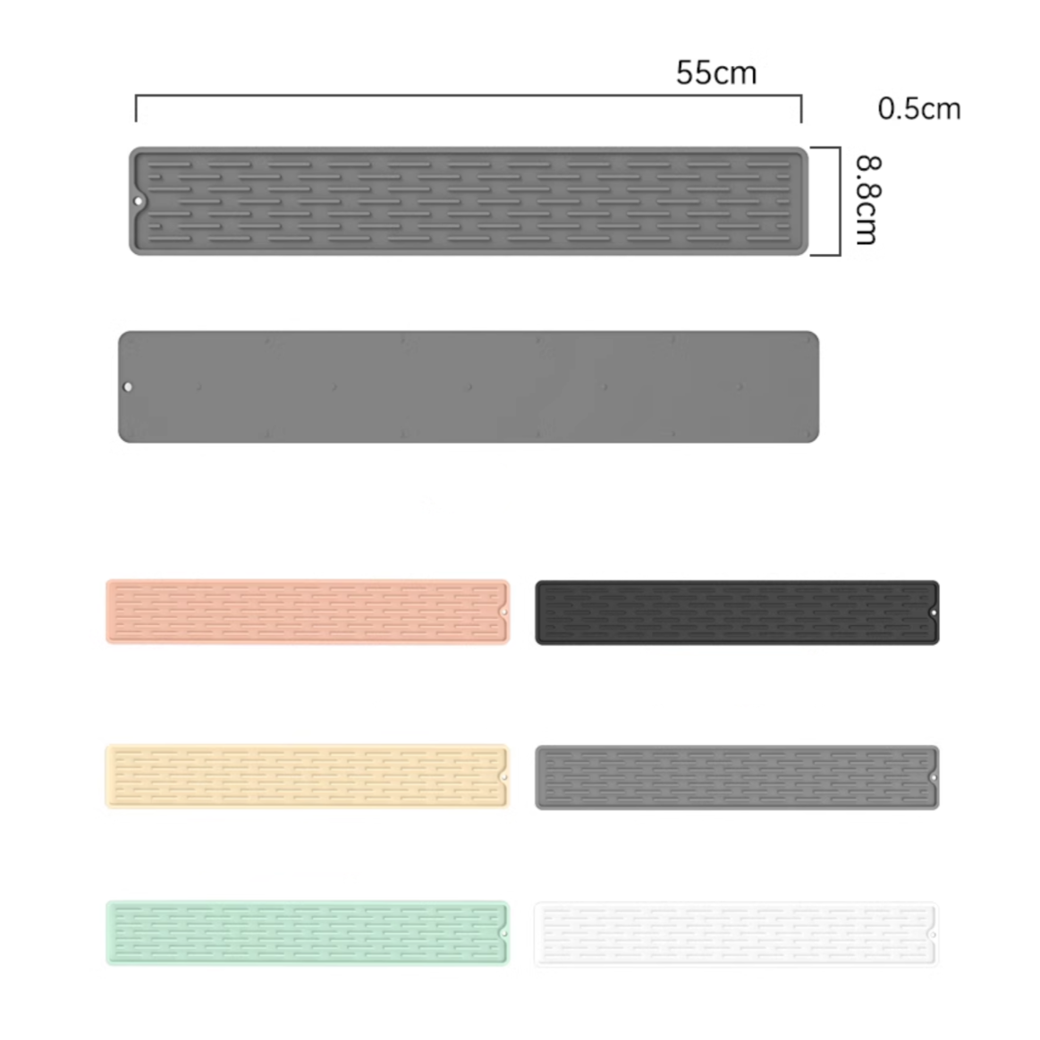 長方形多機能シリコンマット55×8.8cm｜水切り・まな板のすべり止め・食器置きや乾燥に|undefined