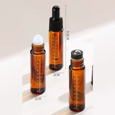 茶色小分けアロマボトル10ml｜ローターボールタイプ/スポイトタイプ・ガラス製・アロマ保存容器・スポイト付き・遮光瓶・携帯便利サイズ