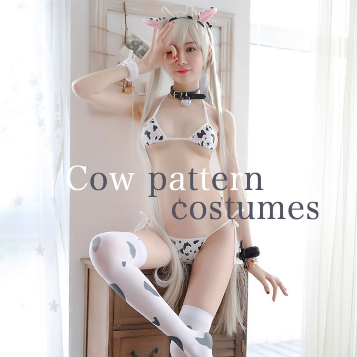 【日本国内発送】尻尾がキュート◎COWガールコスチューム 豪華7点セット｜コスプレ・バニーガール・アニマル・仮装・紐タイプ|undefined