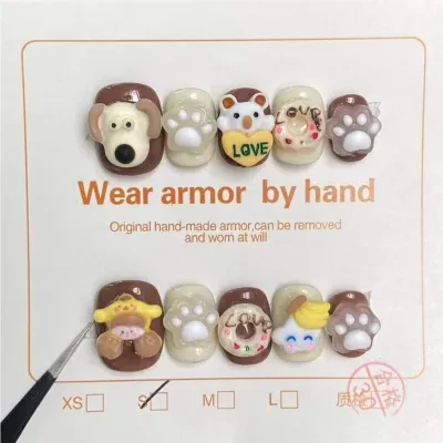 Orange.Nail フェイクネイル・ネイルアート・カートゥーン・かわいい・さわやか・取り外し可能・着用・純・手作り・光療ネイル・甲