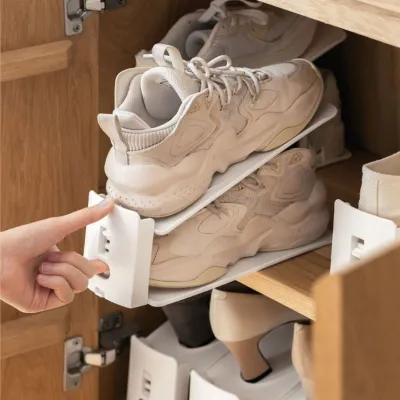 収納靴ラック｜2段・靴置き・3段階調節可能・家庭用・寮・整理・スリッパ収納・靴棚・靴収納ラック