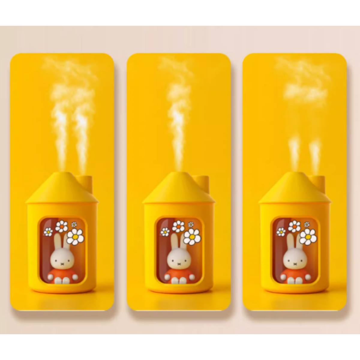 小屋形加湿器450ml｜可愛いウサギフィギュア入り、霧がチムニーから噴出する！卓上サイズ・モード3つ・柔らかいナイトライト機能|undefined