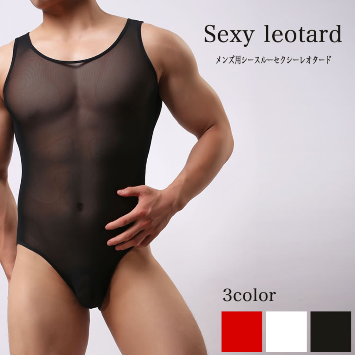 【日本国内発送】色のメンズ用シースルーセクシーレオタード｜メンズランジェリー・フィット感・パワー・ポイント消化|undefined