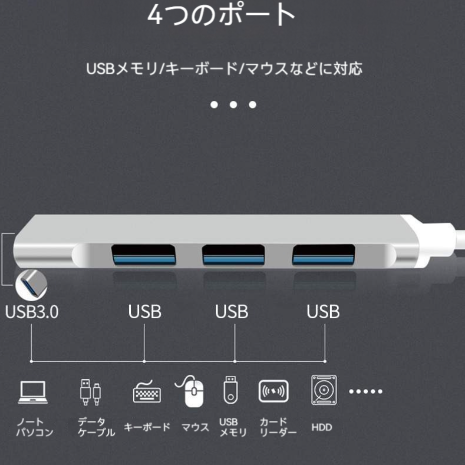 USB-Cハブ｜4ポート・Type-Cハブ・USB3.0・ウルトラスリム ・超小型・4in1・5Gbps高速データ転送・スマホ変換・MacBook|undefined