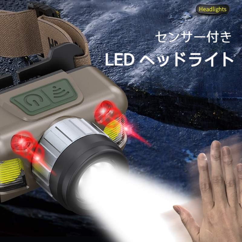 LED ヘッドライト｜COBライト・センサー・防水・4段階調光できる・焦点調節・釣り・コンパクト・アウトドア・災害・停電用|undefined