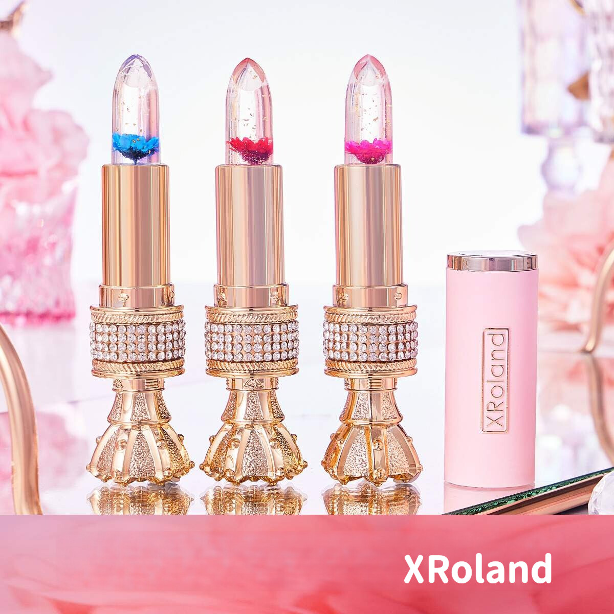 XRoland花びらジェリー変色口紅｜保湿・滋润・カップにつかない・落ちない・温度変化リップスティック・鮮やかな花柄口紅|undefined