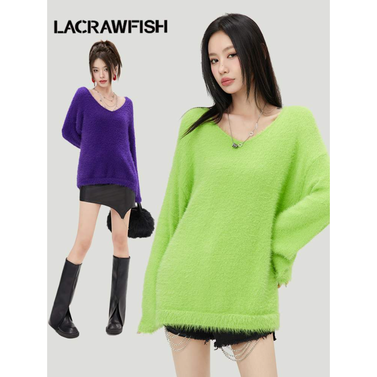LA CRAWFISHセーター｜Vネックのふわふわセーター・女性用・新作|undefined