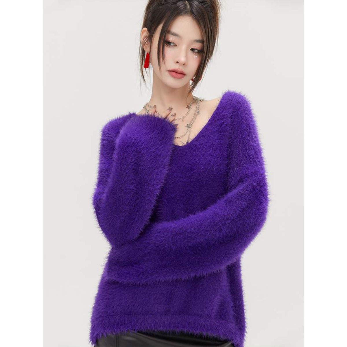 LA CRAWFISHセーター｜Vネックのふわふわセーター・女性用・新作|undefined